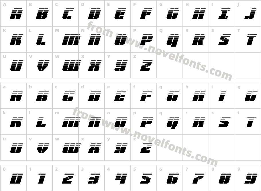 Warp Thruster Half-Tone ItalicCharacter Map