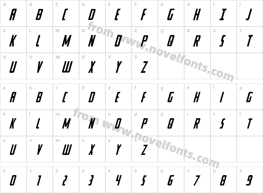 Watchtower Drop ItalicCharacter Map