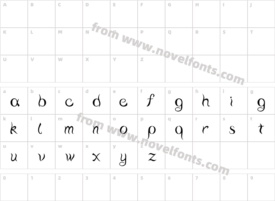 Water scriptCharacter Map