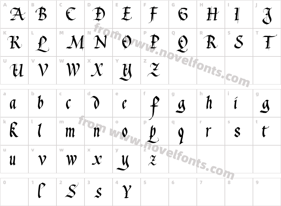 Waters GothicCharacter Map