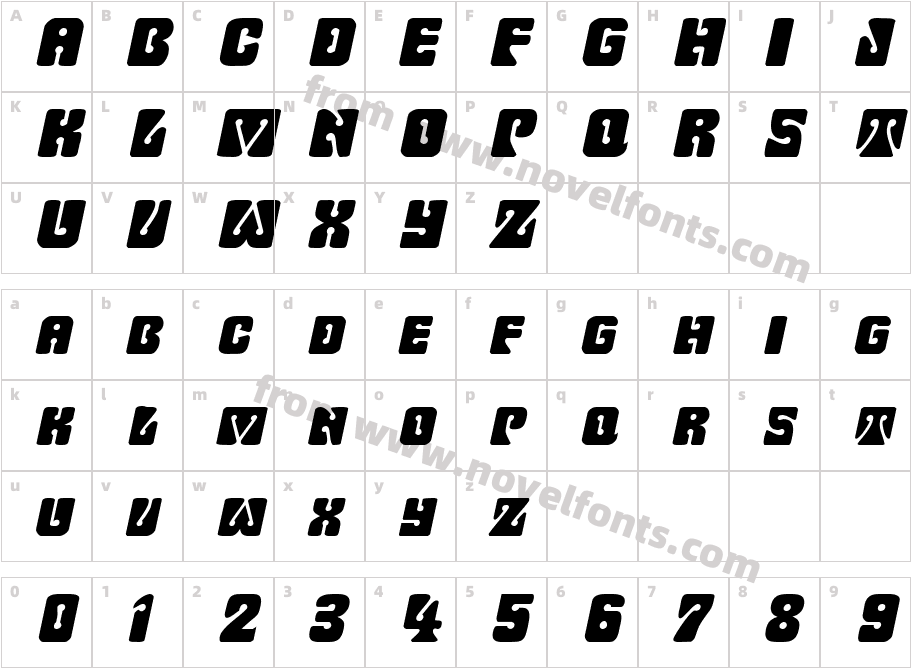 WavyOrnamentalObliqueSWFTECharacter Map