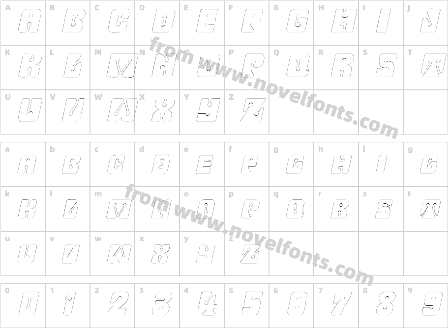 WavyOrnamentalOutlineObliqueSWFTECharacter Map