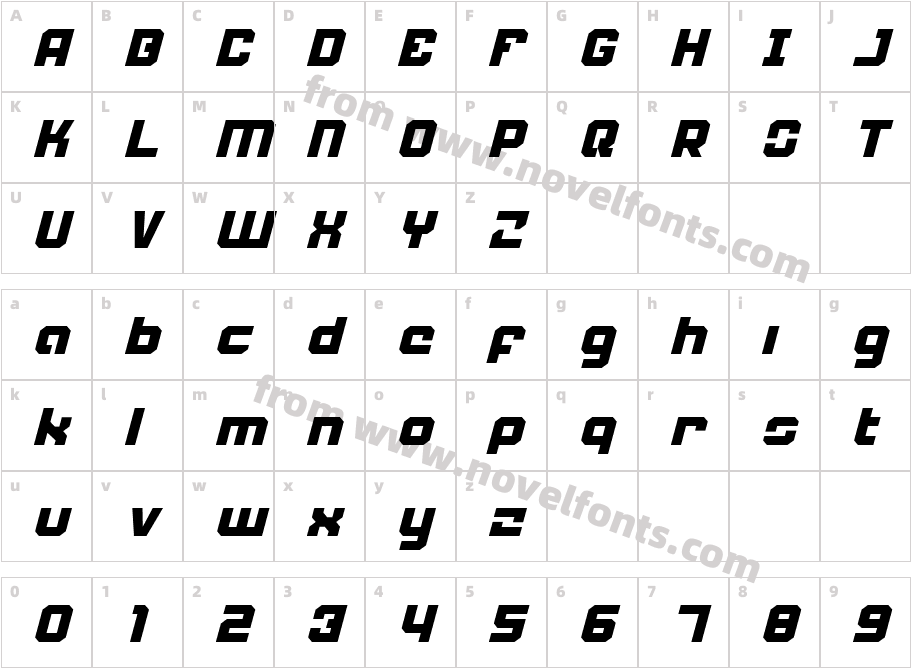 Weaponeer ItalicCharacter Map