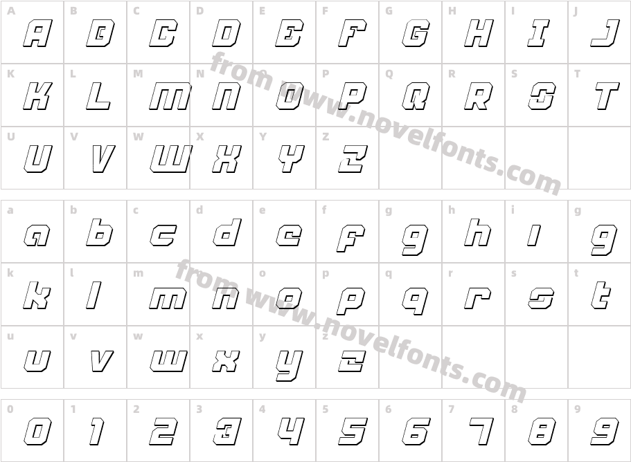 Weaponeer Shadow ItalicCharacter Map