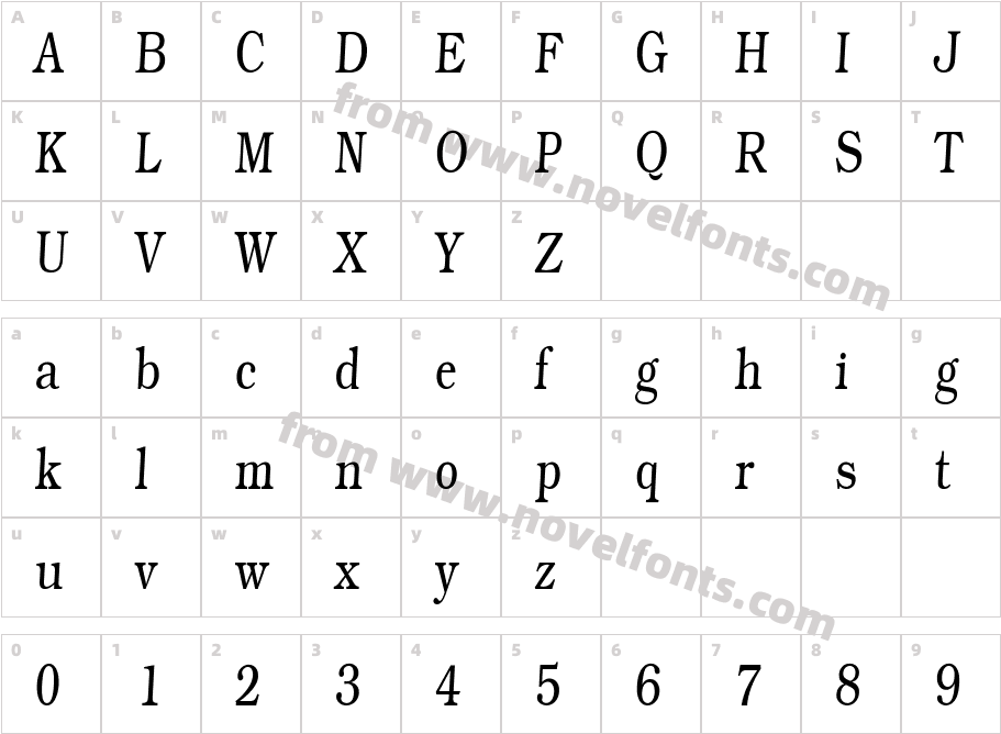 WeekdaysRomanSlantCharacter Map