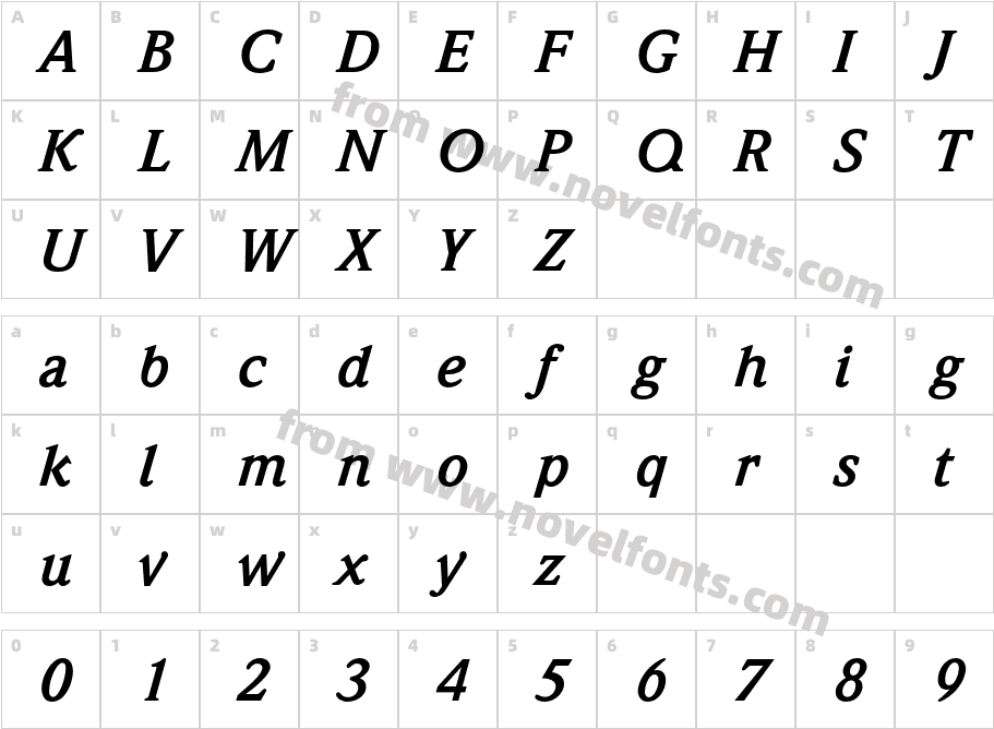 Weidemann-BoldItalicCharacter Map