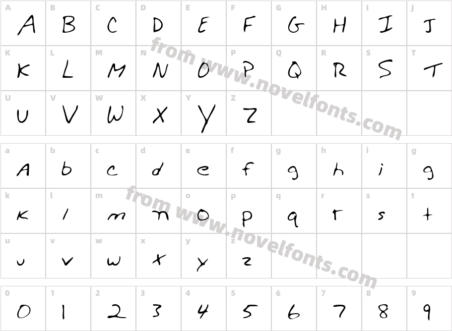 WeldonsHand RegularCharacter Map