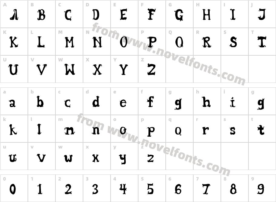 Wentira fontCharacter Map