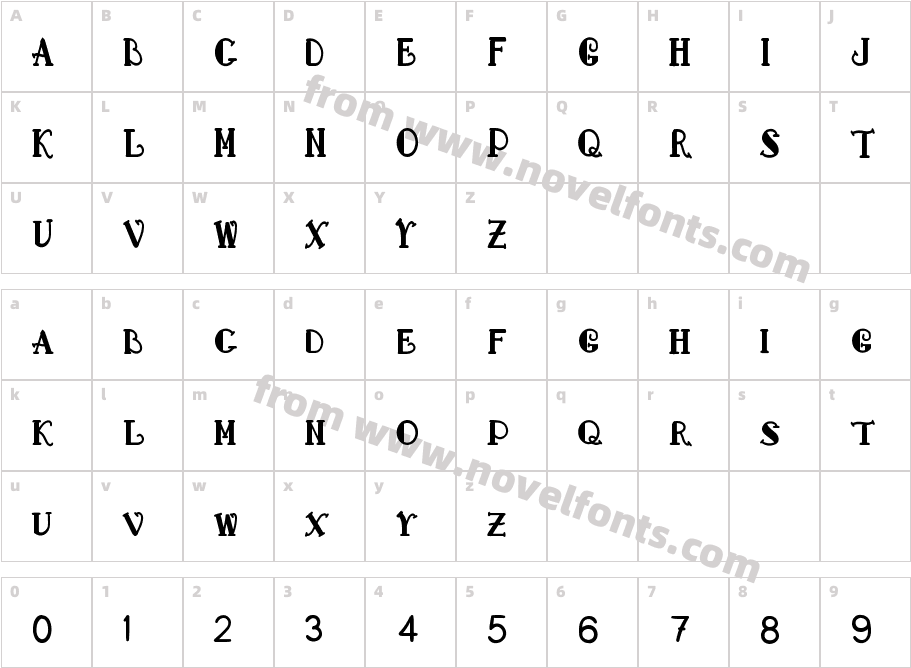 WhallmarkSerifRegularCharacter Map