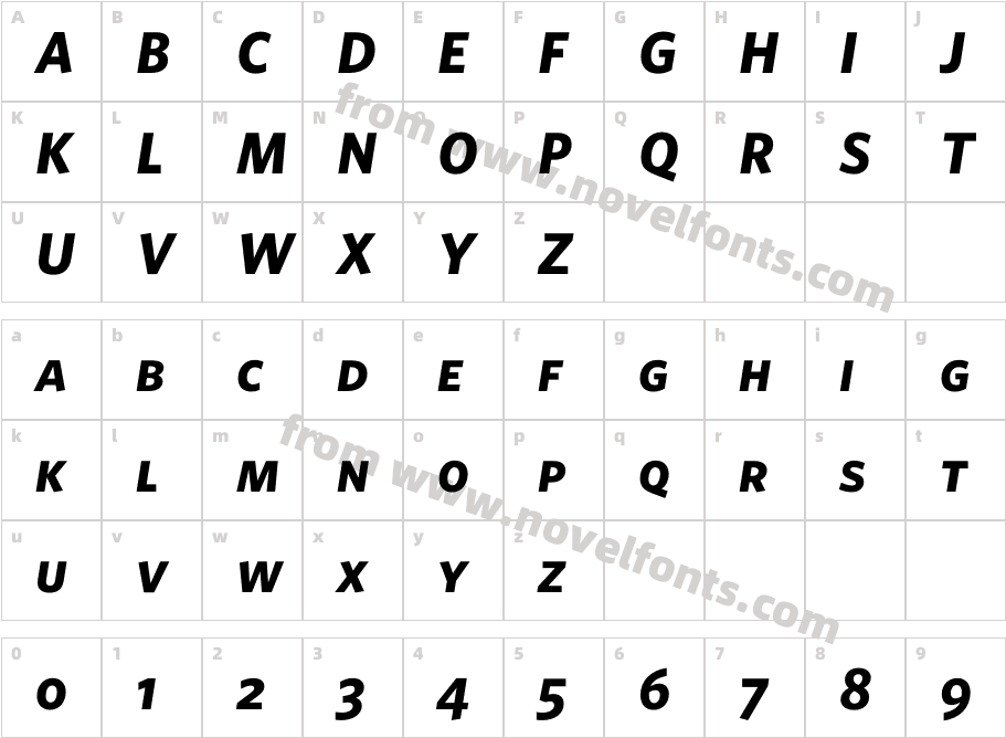 Whitney-BoldItalicSCCharacter Map