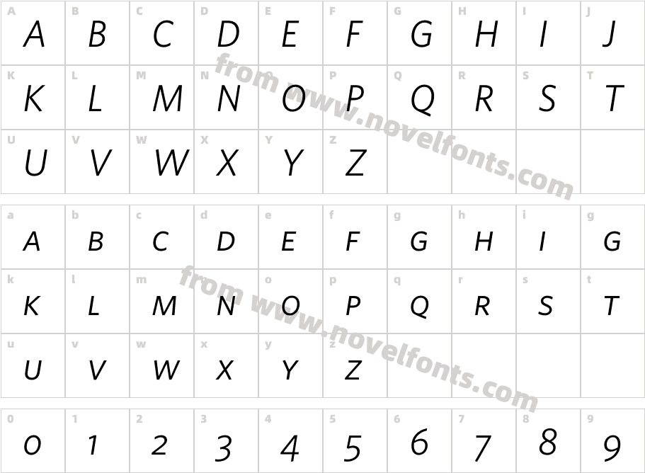 Whitney-BookItalicSCCharacter Map