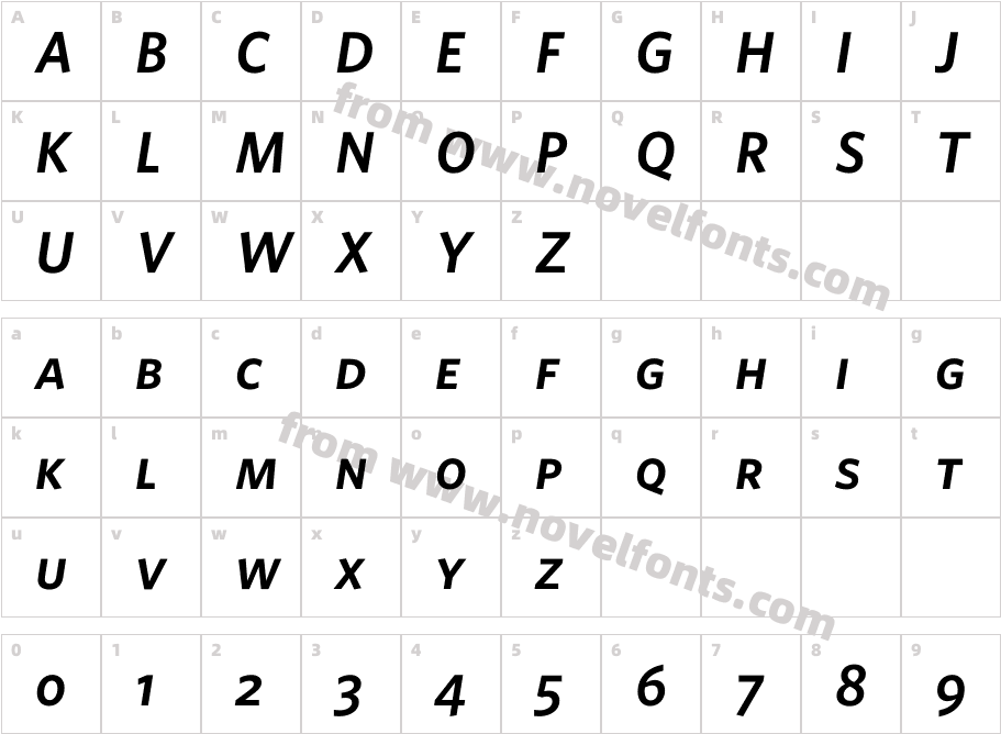 Whitney-SemiboldItalicSCCharacter Map