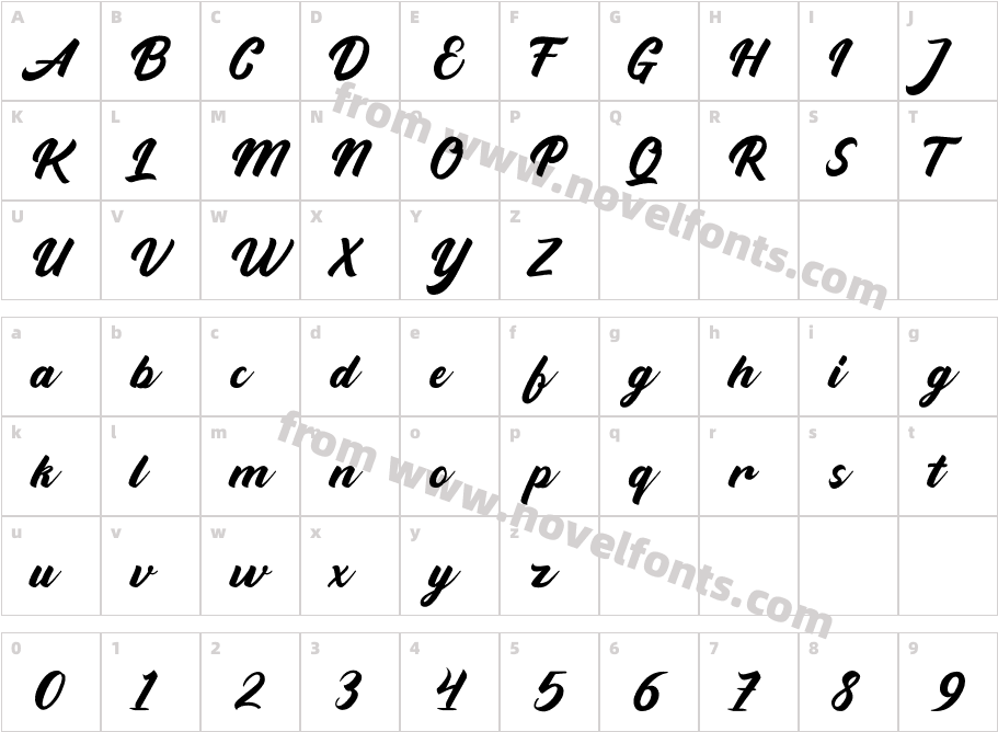 Widati Regular DemoCharacter Map