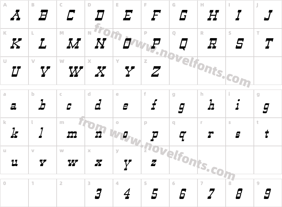 WildWest-Normal ItalicCharacter Map