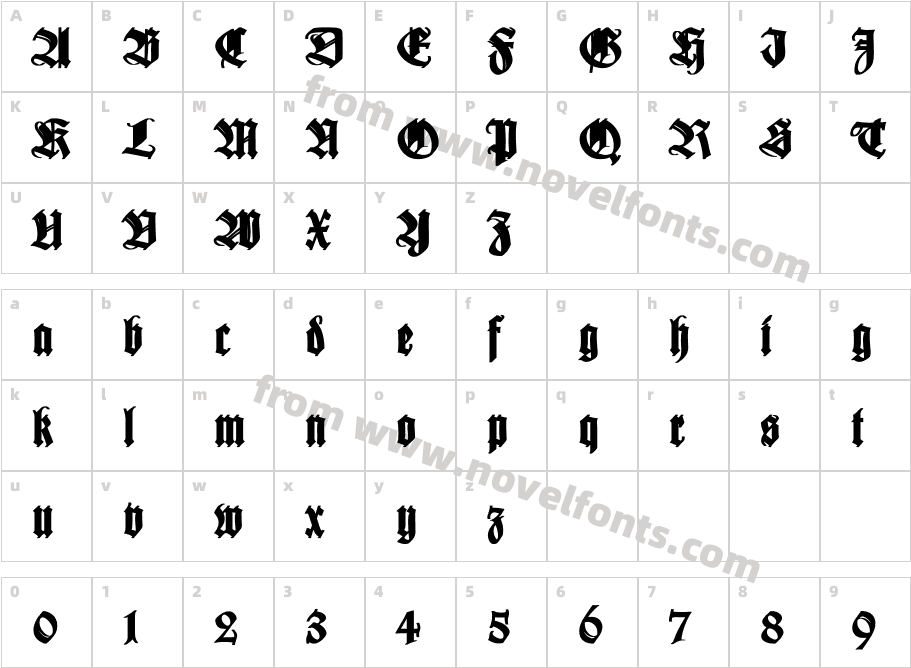 WilhelmKlingsporGotisch BoldCharacter Map