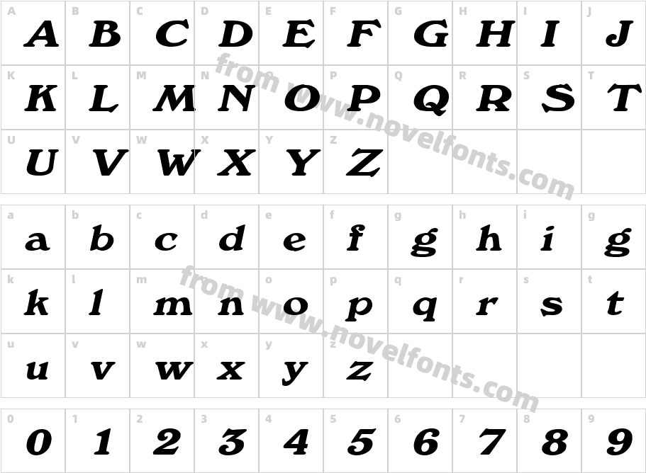 Windz Wide ItalicCharacter Map