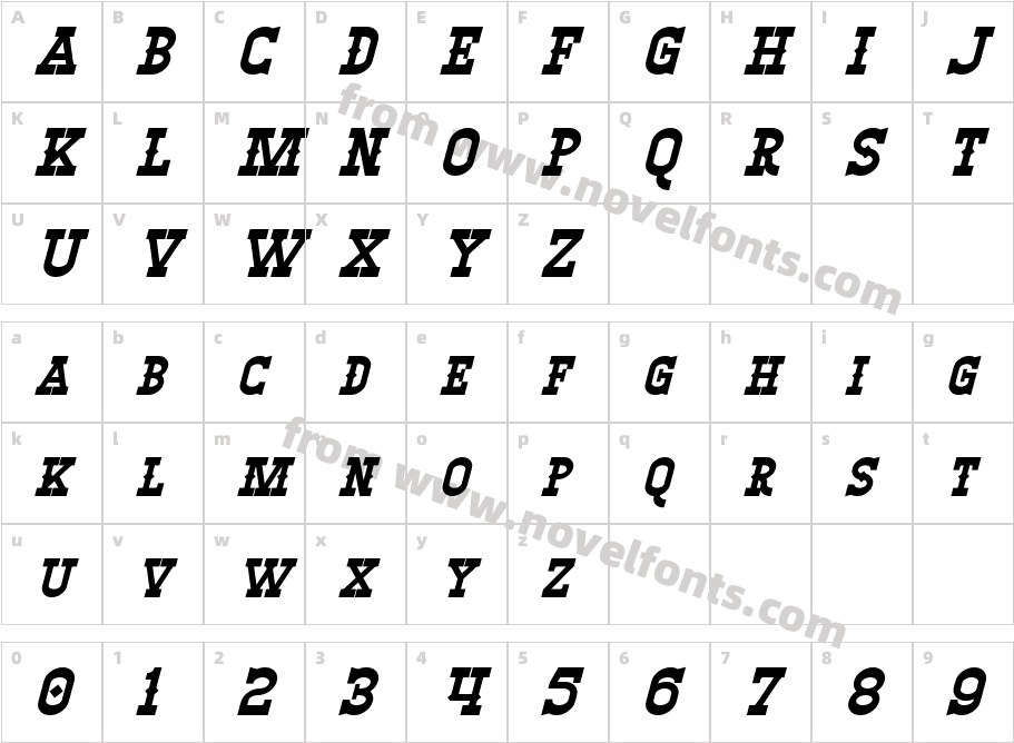 Winslett Bold ItalicCharacter Map