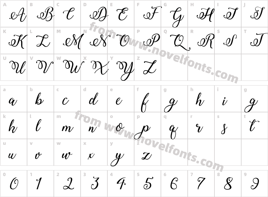 Winter CalligraphyCharacter Map