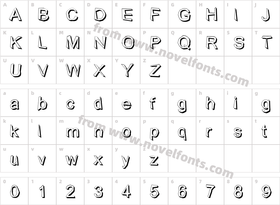 Wobbly (shadow)Character Map