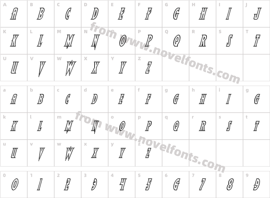 Wolf's Bane Engraved ItalicCharacter Map