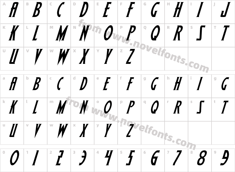 Wolf's Bane ItalicCharacter Map