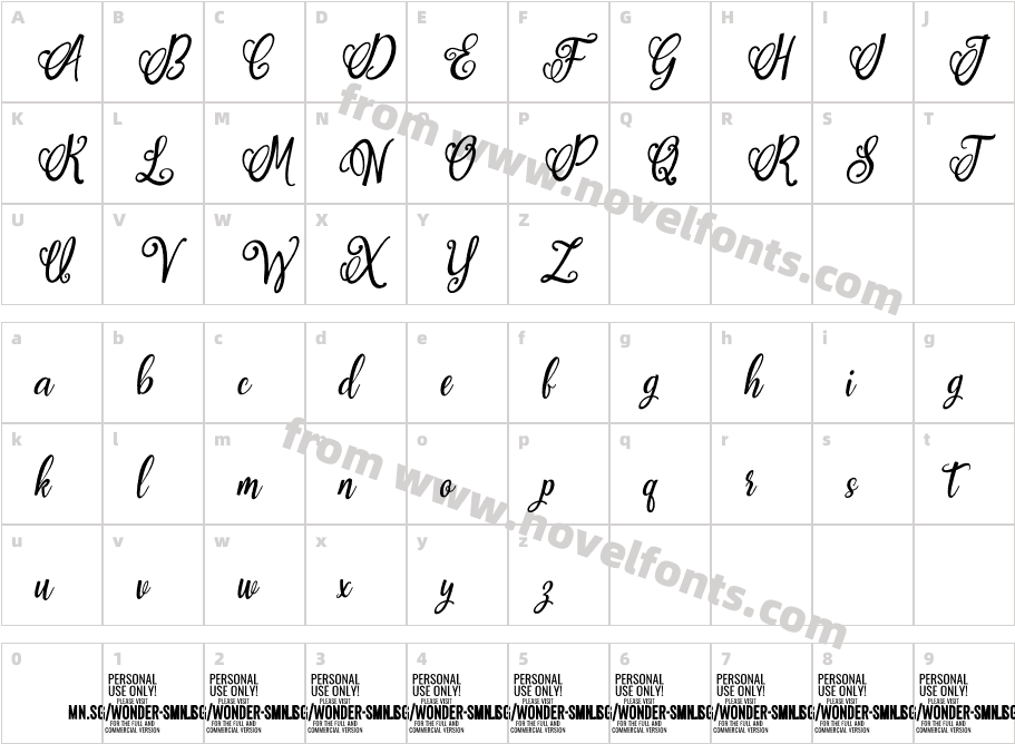 Wonder Smile PERSONAL USE ItalicCharacter Map