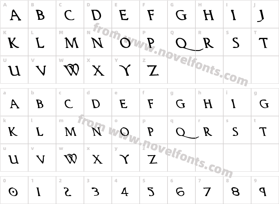 Woodgod LeftalicCharacter Map