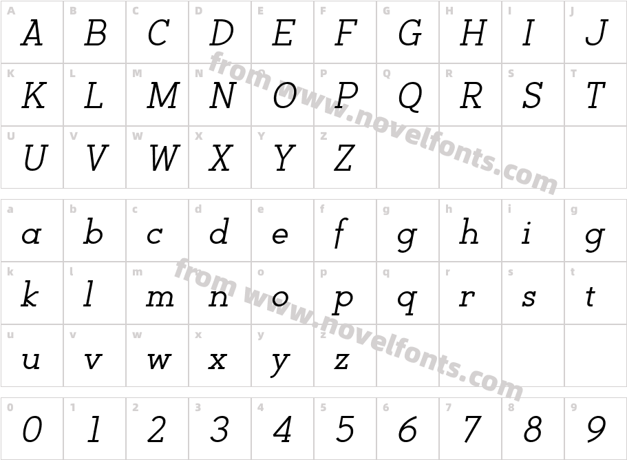 BacktalkSerif BTN ObliqueCharacter Map