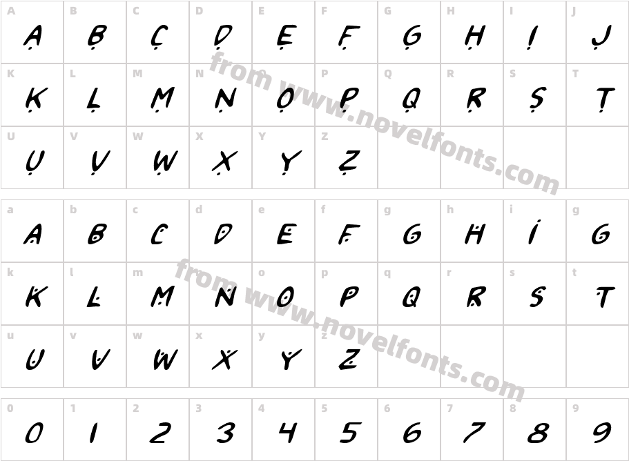 2Toon2 ItalicCharacter Map