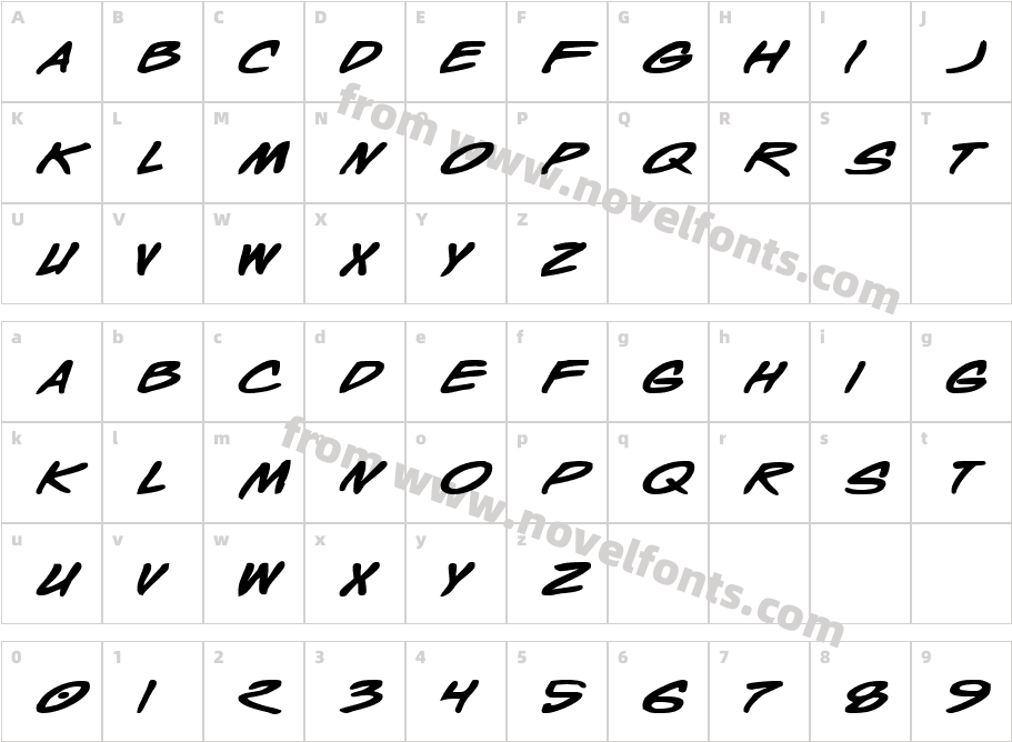 Wyld Stallyns Bold ExtendedCharacter Map