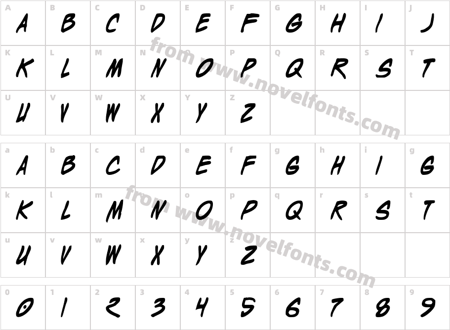 Wyld Stallyns BoldCharacter Map