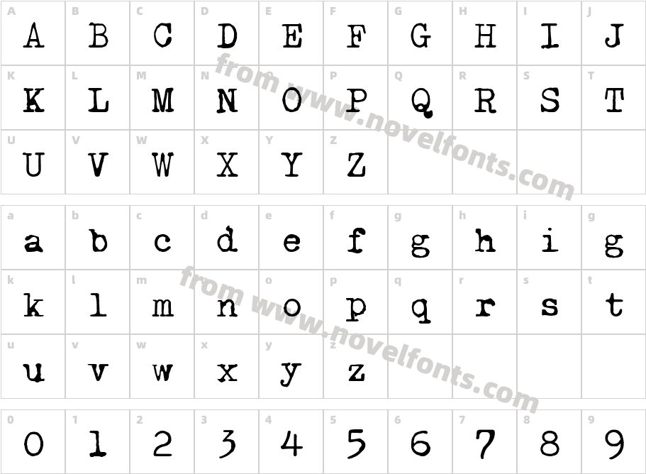 X TypewriterCharacter Map