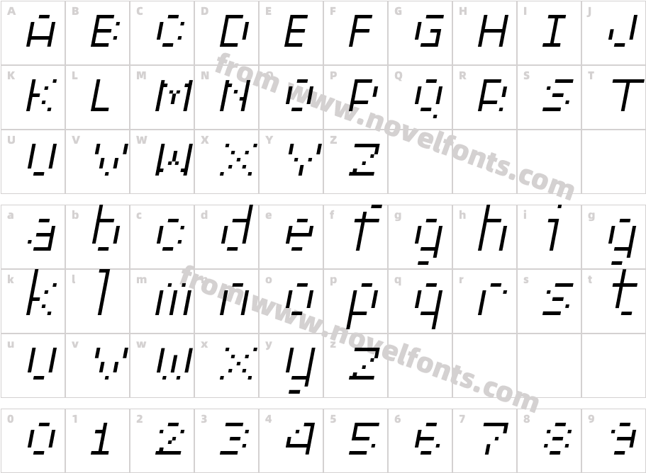 XERXES-ELEVENALTOBLIQUECharacter Map