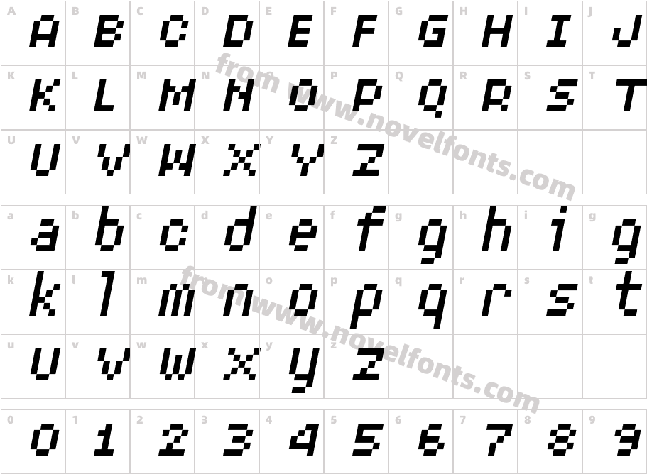 XERXES-SIXOBLIQUECharacter Map