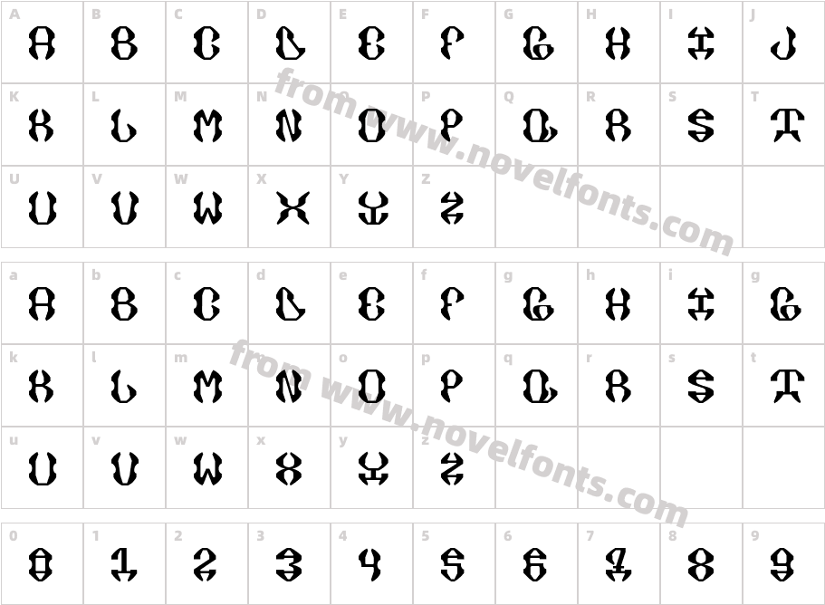 XSARA PICASSO RegularCharacter Map