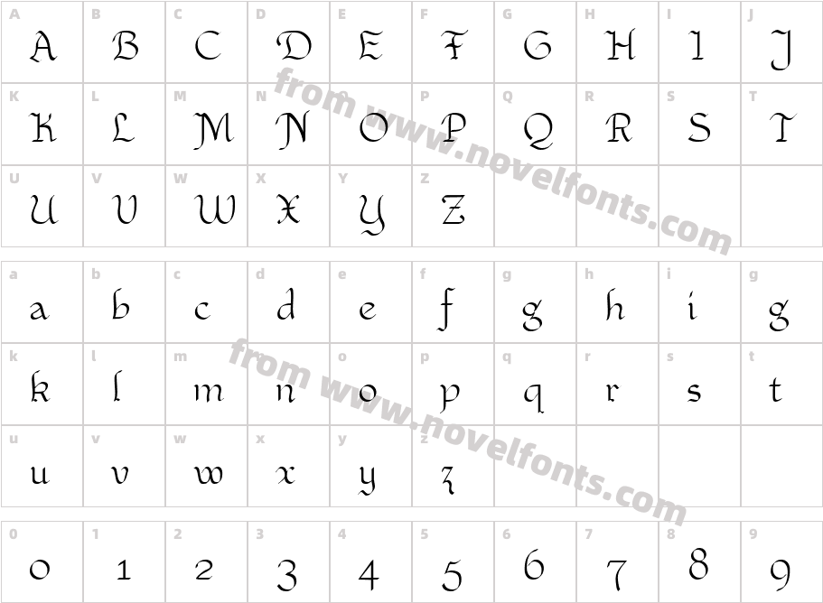 Xaltid RegularCharacter Map