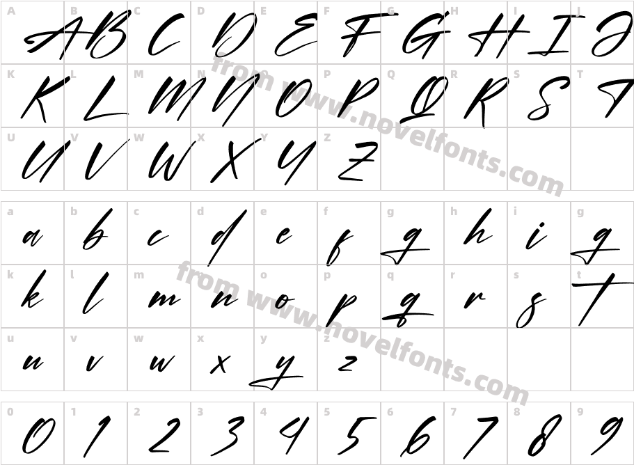 Xantegrode Signature ItalicCharacter Map