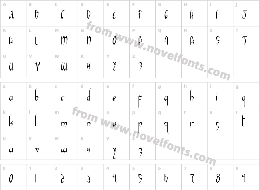 Xaphan II CondensedCharacter Map