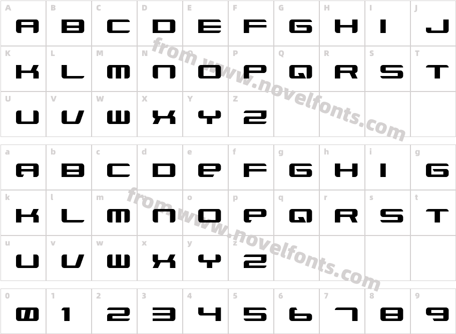 Xenotron BroadstrokeCharacter Map