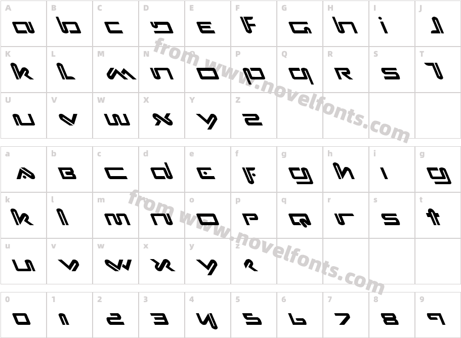 Xephyr LeftalicCharacter Map