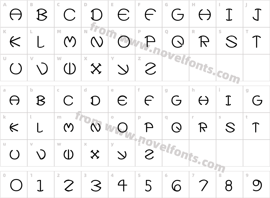 Xevius  MediumCharacter Map