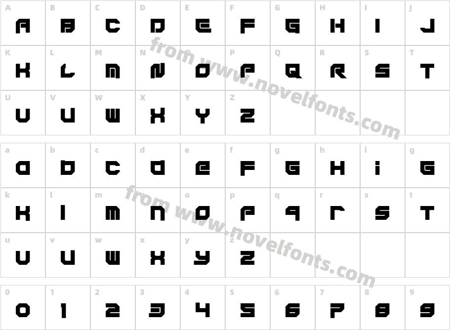 Xodohtro-Nu RegularCharacter Map