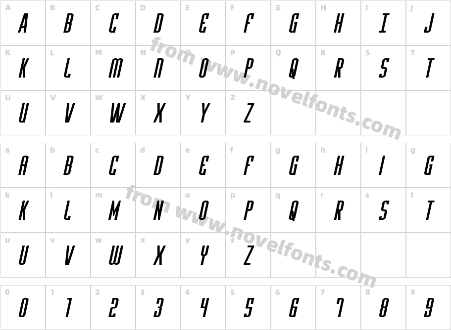 Y-Files Expanded ItalicCharacter Map