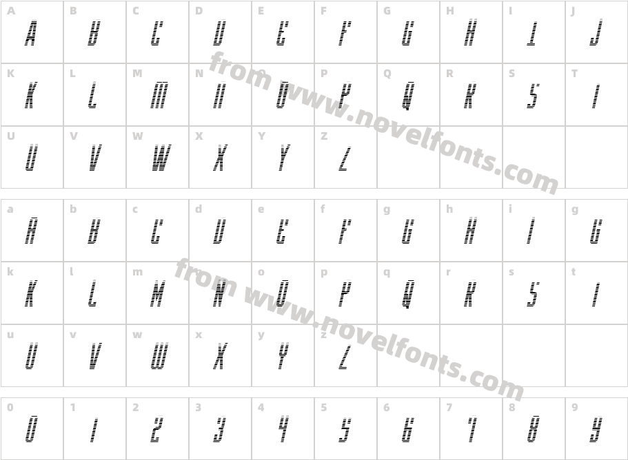 Y-Files Gradient ItalicCharacter Map