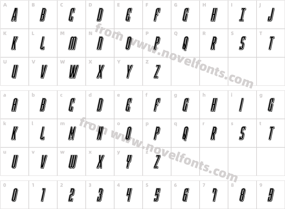 Y-Files Punch ItalicCharacter Map