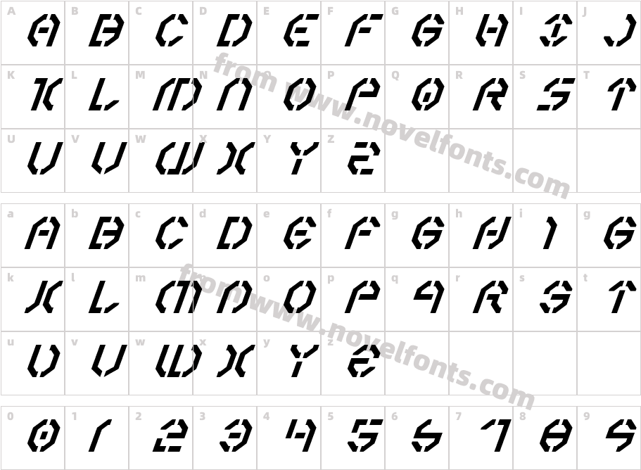 Year 3000 ItalicCharacter Map