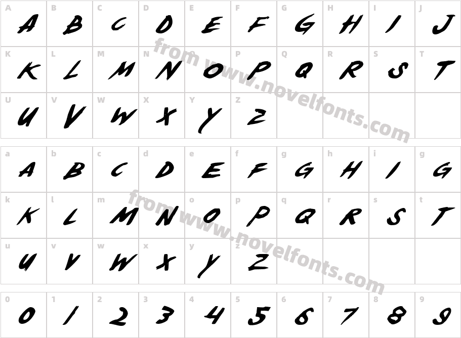 Yellowjacket ItalicCharacter Map