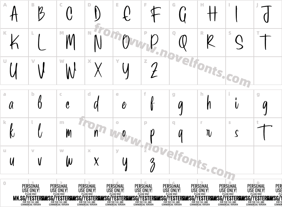 Yesterday Morning PERSONAL RegularCharacter Map