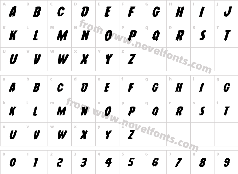 Young Frankenstein Expanded ItalicCharacter Map