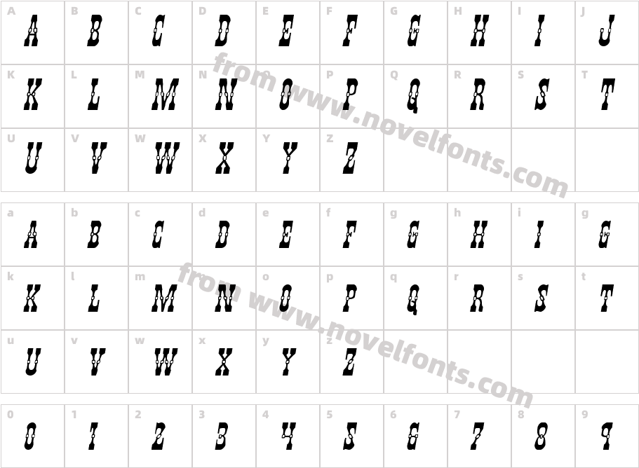 Younger Brothers Expanded ItalicCharacter Map